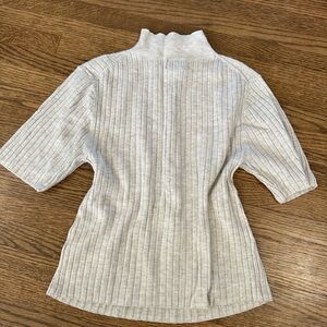 Women's Ribbed Mock Neck Top - Cream